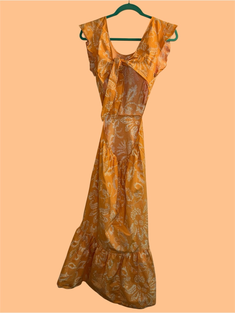 Marissa Webb x RTR Orange and White Flutter Sleeve Midi Dress - Picture 4 of 9